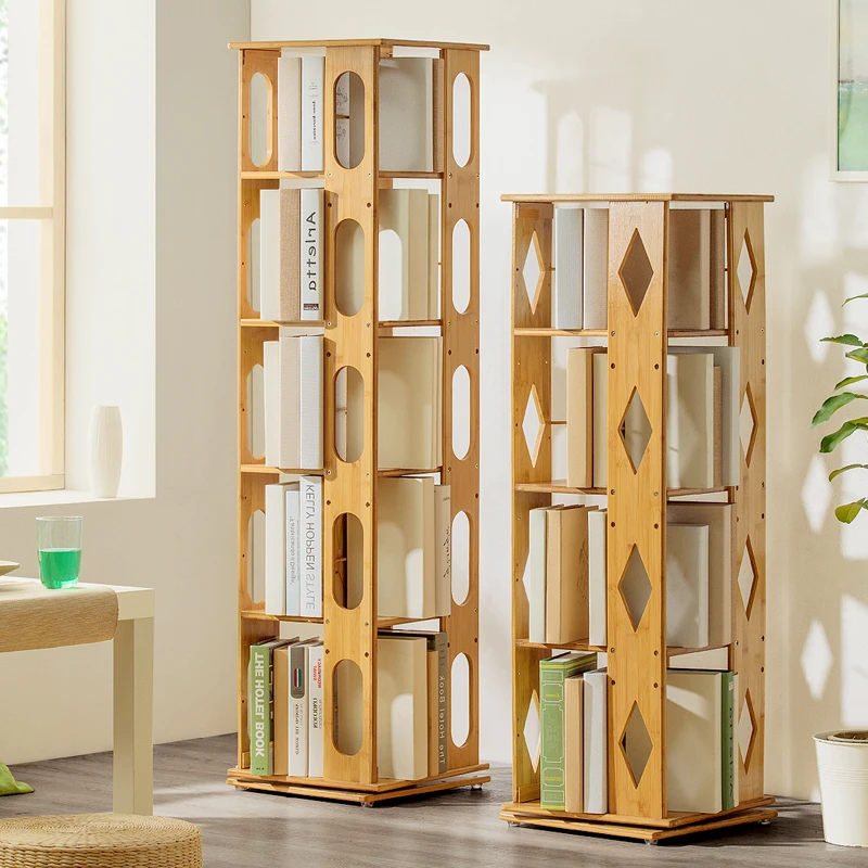 旋转书架落地儿童置物柜简易宝宝绘本收纳学生简约多层家用客厅