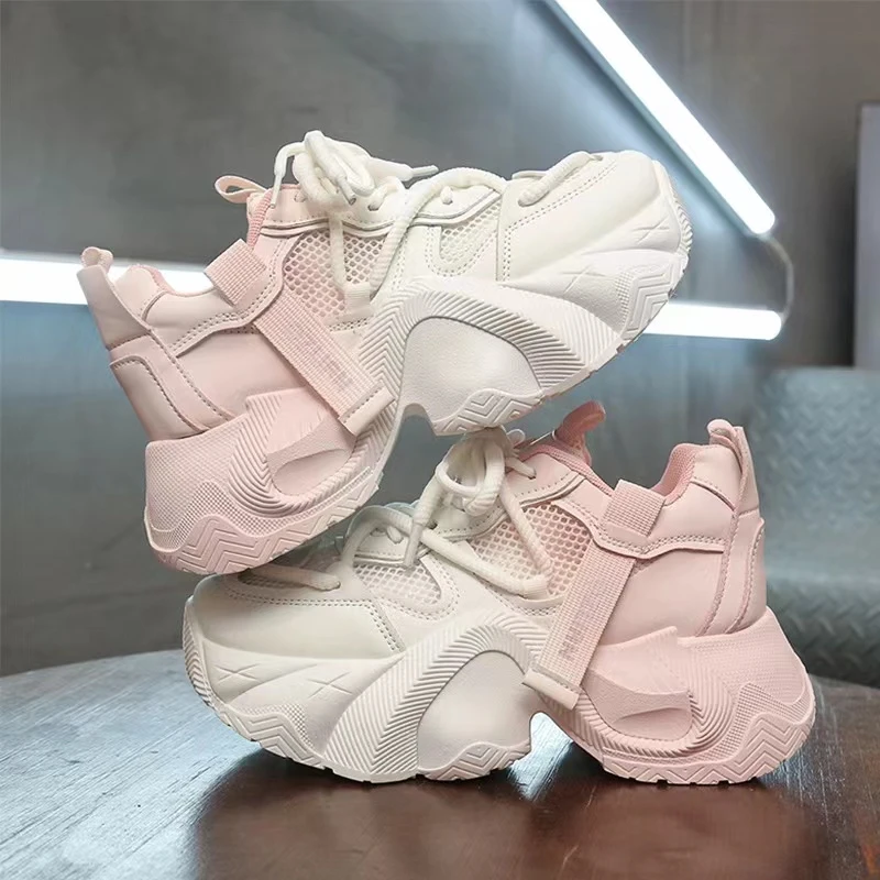 增高厚底女鞋运动鞋春夏2024透气百搭流行休闲时尚老爹女运动鞋