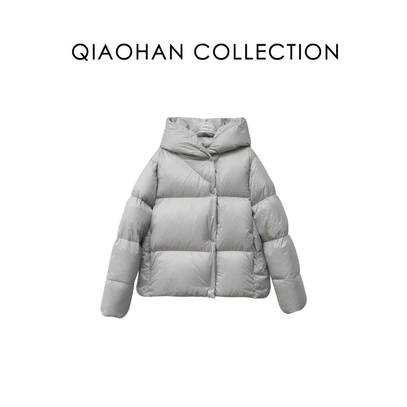 【俏韩—阿勒泰】加厚白鹅绒面包连帽宽松休闲保暖冬季保暖羽绒服