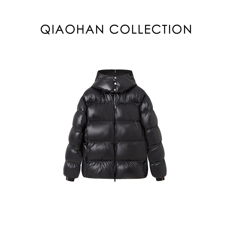 【俏韩— 纯爱】轻奢加厚白鹅绒拼接时尚休闲情侣连帽保暖羽绒服