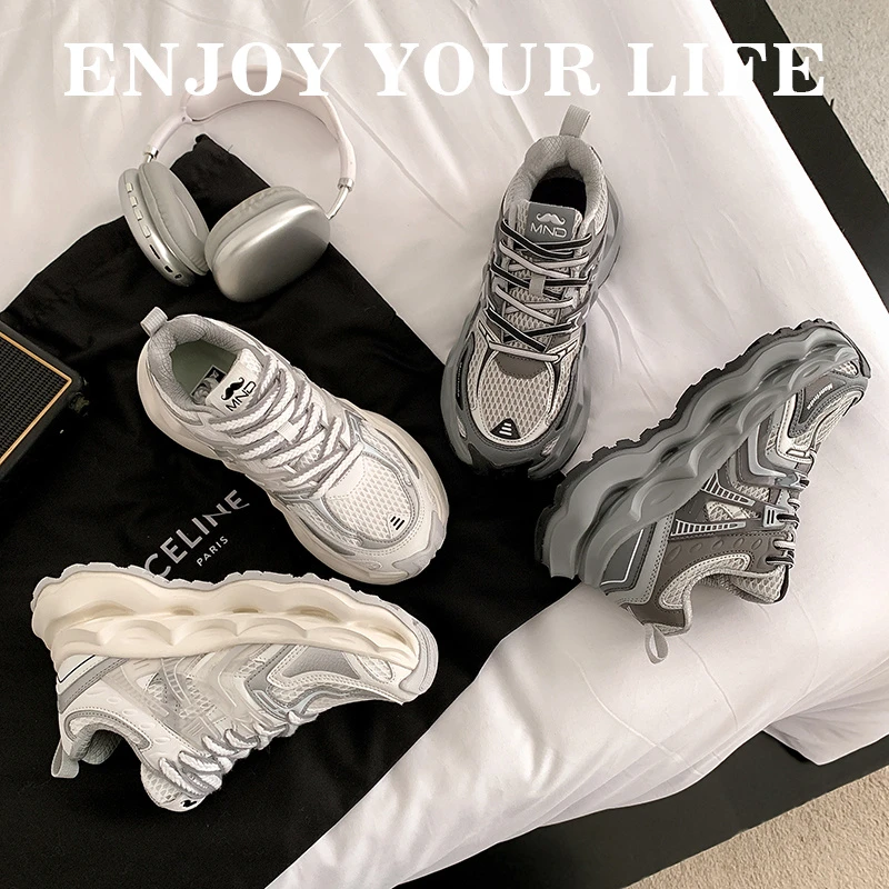 【韩国미린다】美年达潮牌麒麟设计师款防滑减震网红增高耐磨老爹鞋Q