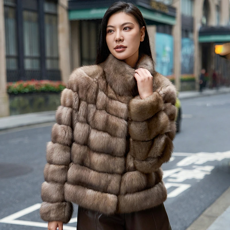 lolo皮草 SAA5600 欧洲进口俄罗斯sable lavender立领外套皮草