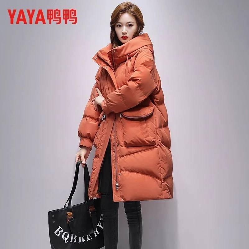 鸭鸭羽绒服女中长款加厚保暖2024冬季新款韩版气质YE3B623315J
