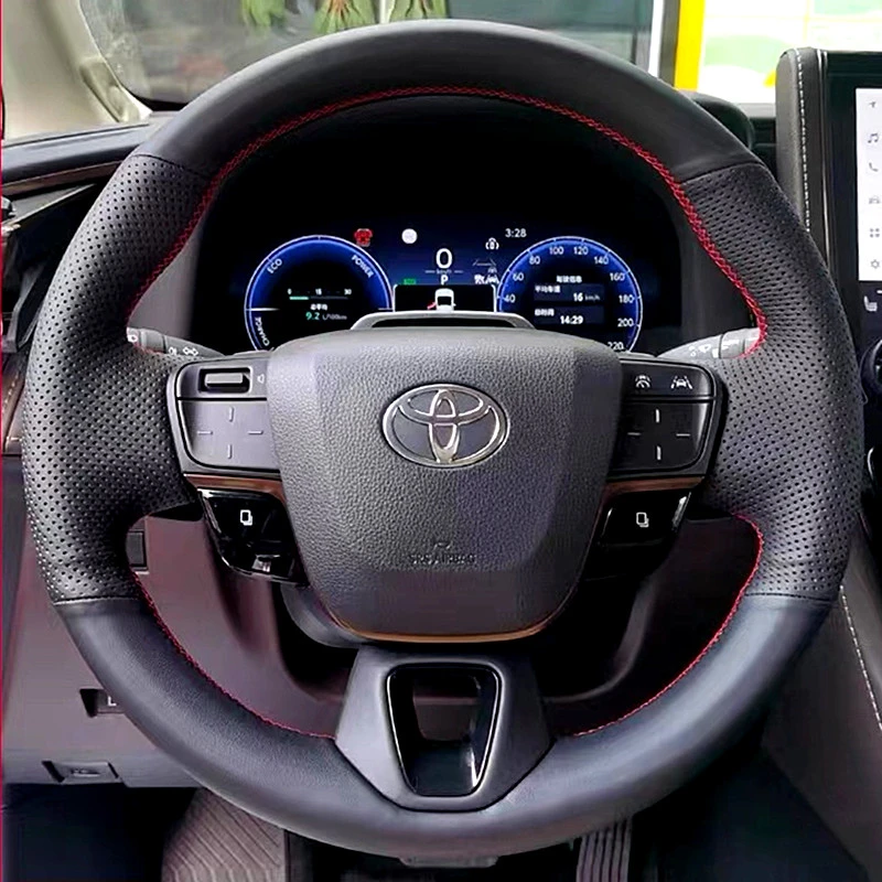 适用丰田九代凯美瑞2024款埃尔法威尔法皇冠方向盘套手缝真皮把套