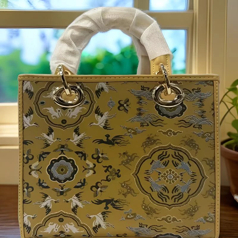 宋锦【宋锦鹤鹿同春小提包】花位随机民族风气质女手提时尚女包272