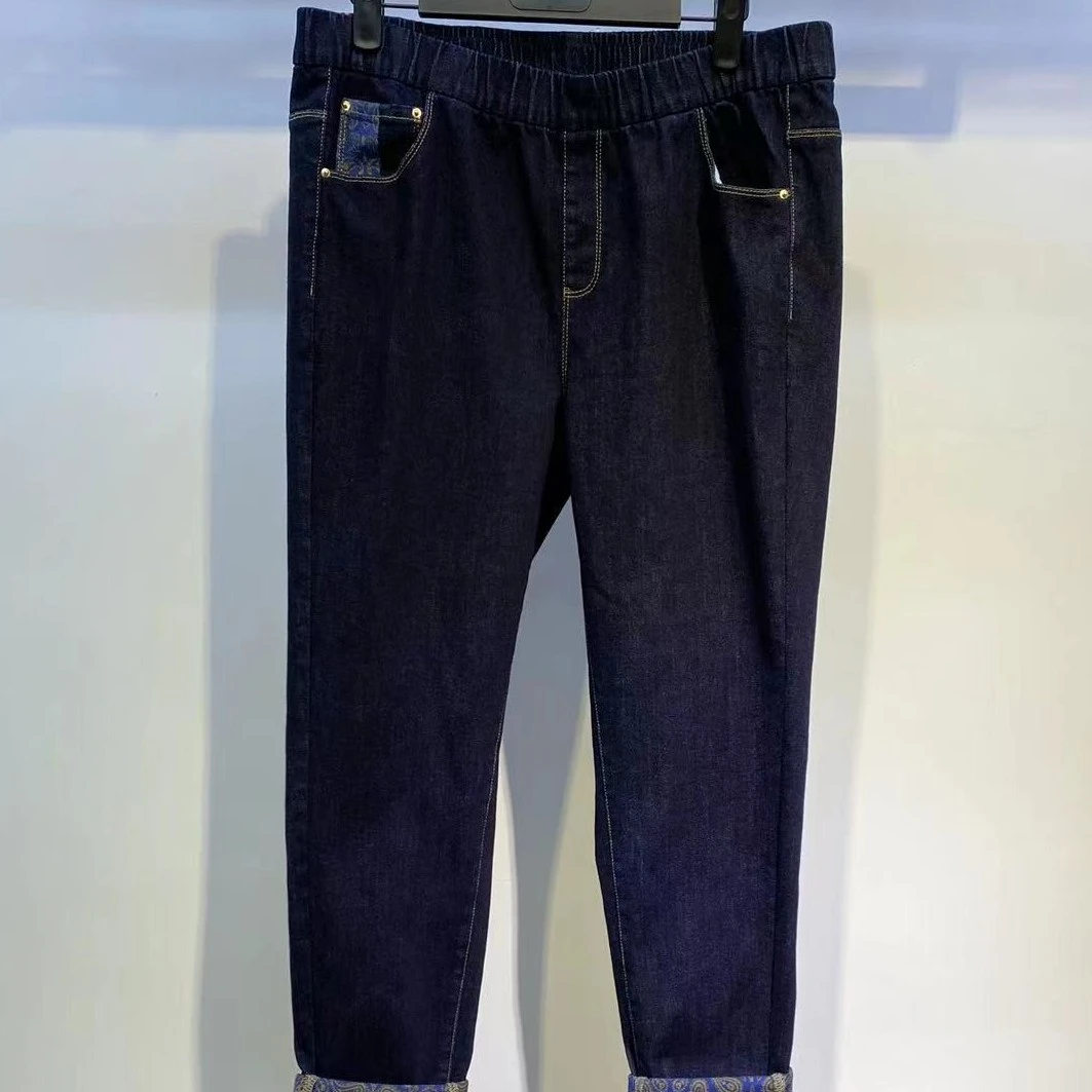 胖人坊大码印花牛仔裤989