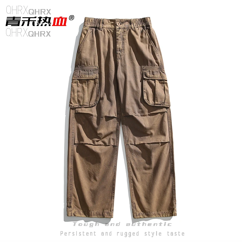 青禾热血春秋新款男美式百搭可束脚直筒休闲裤男童复古潮流日系