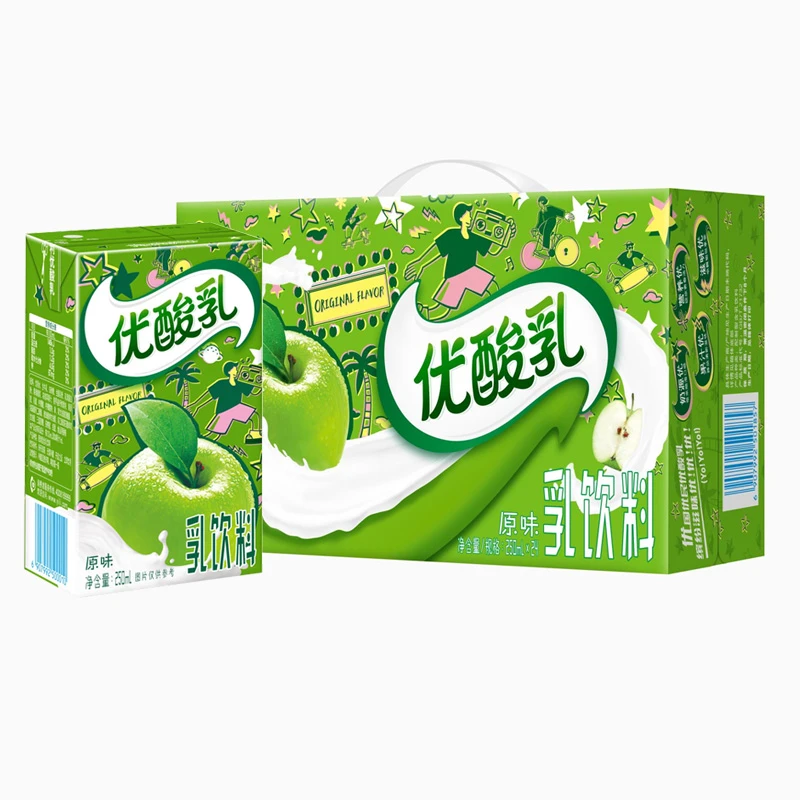 伊利优酸乳草莓/AD钙/原味/蓝莓/苹果250ml/g*24盒营养