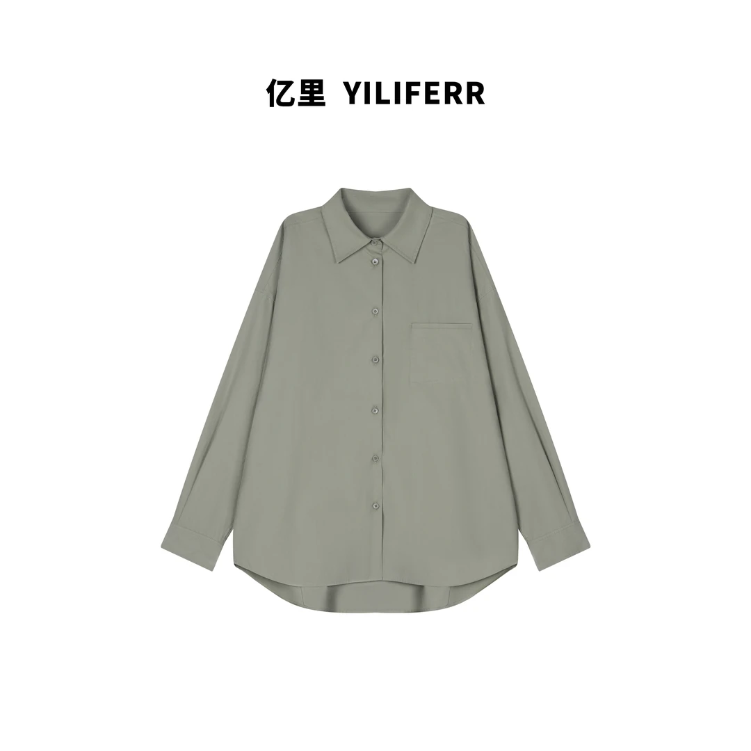 【YILI大码品牌】时尚日系氛围感长袖通勤衬衫Y0207