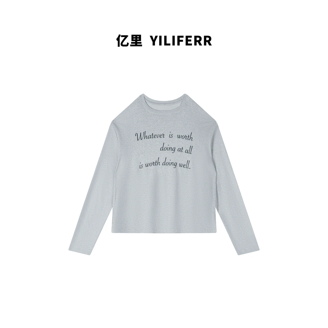 【YILI显瘦女装】韩版印花字母长袖宽松打底外穿上衣Y0348