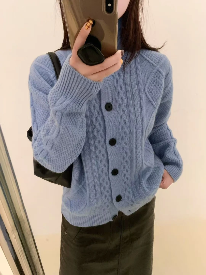 【香姐推荐】【959】【建议干洗】冬季时尚新款高支羊毛开衫百搭显瘦