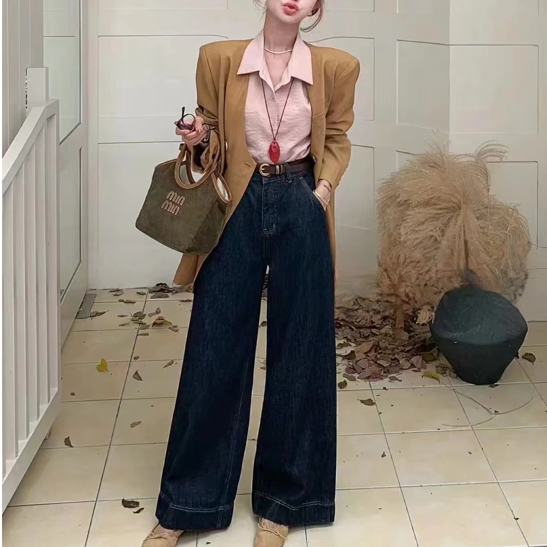 【香姐推荐】【6121】秋季新款时尚九分阔腿牛仔裤百搭