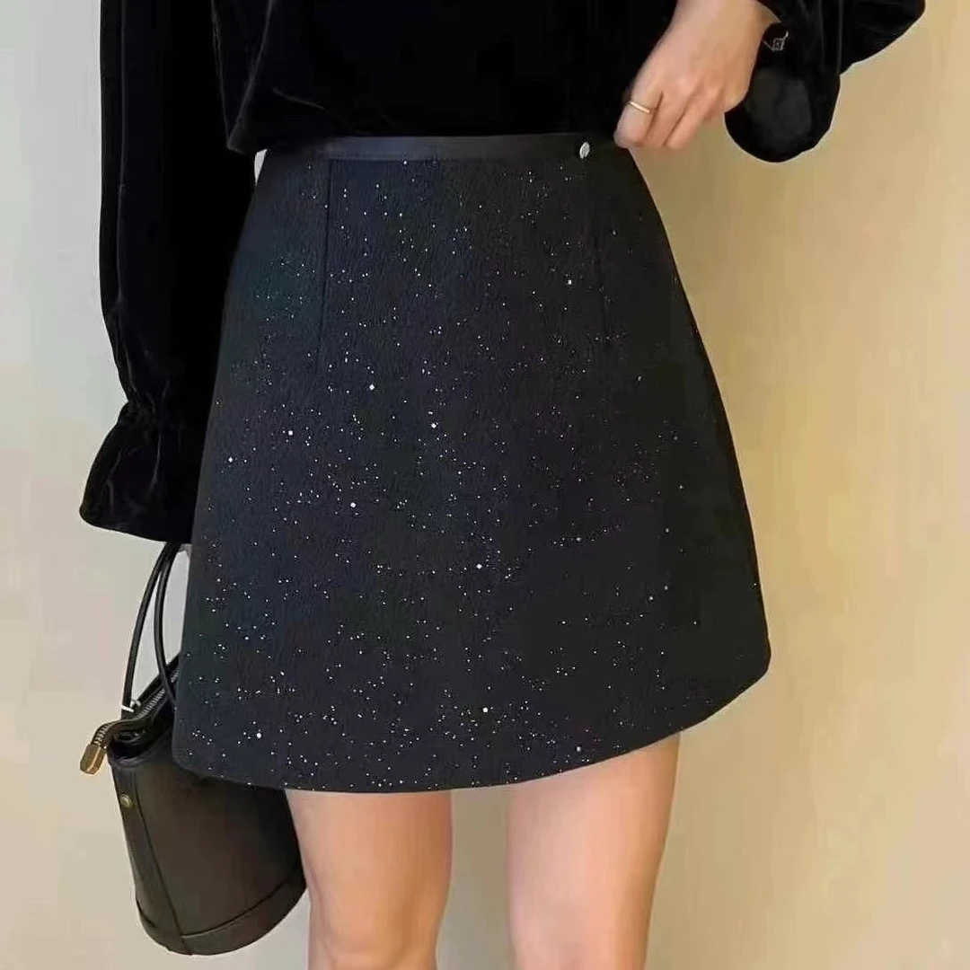 【香姐推荐】【3291】【裤长42】冬季时尚新款亮片半裙百搭