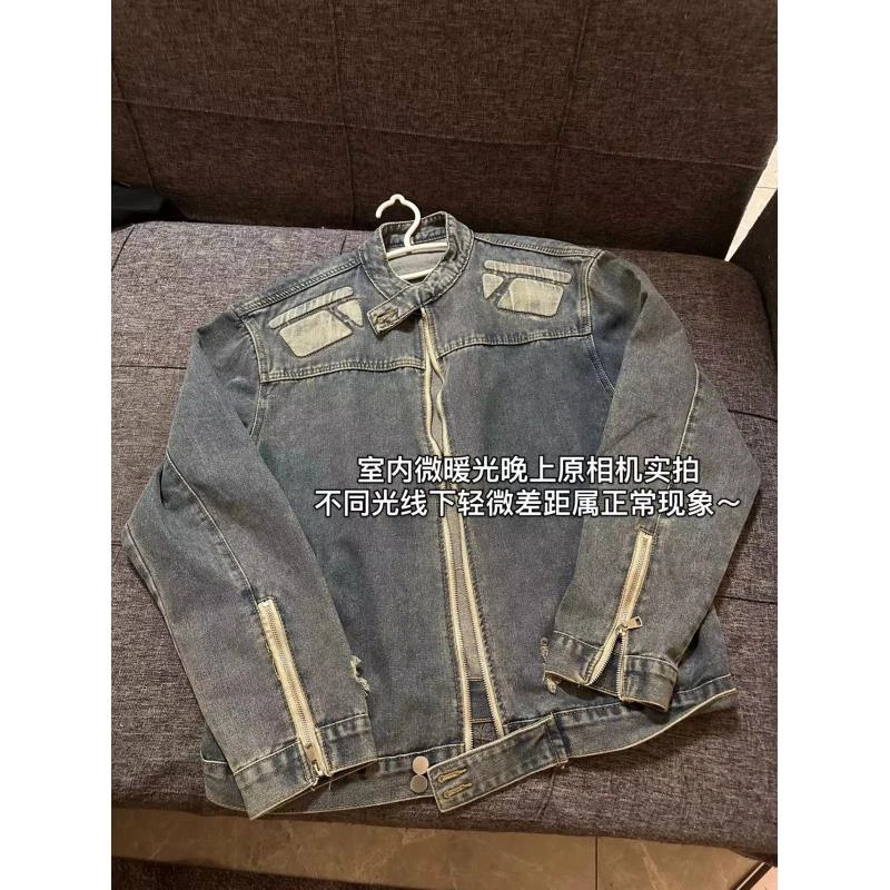 A012 春秋ins美式高街百搭高街高街复古牛仔夹克外套潮