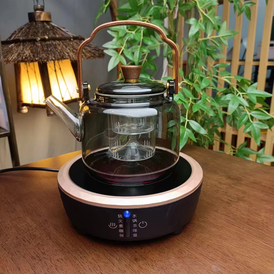 真茗堂1500W智能电陶炉 高硼硅灰四代提梁壶家用烧水电陶炉套装