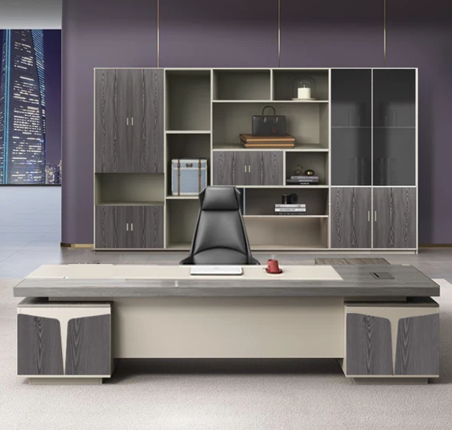 老板桌双侧柜办公桌简约总裁桌经理主管电脑桌椅组合大班台办公室