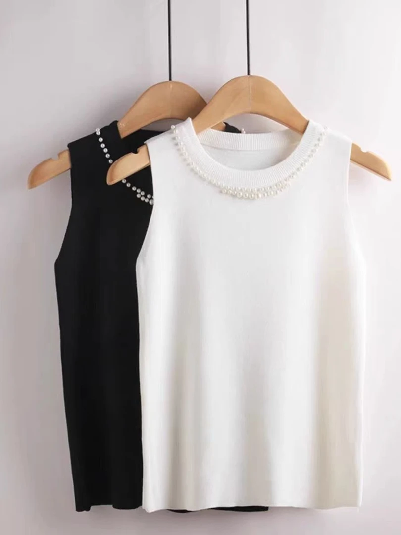 吊带背心女内搭时尚洋气新款钉珠针织无袖打底毛衣针织衫