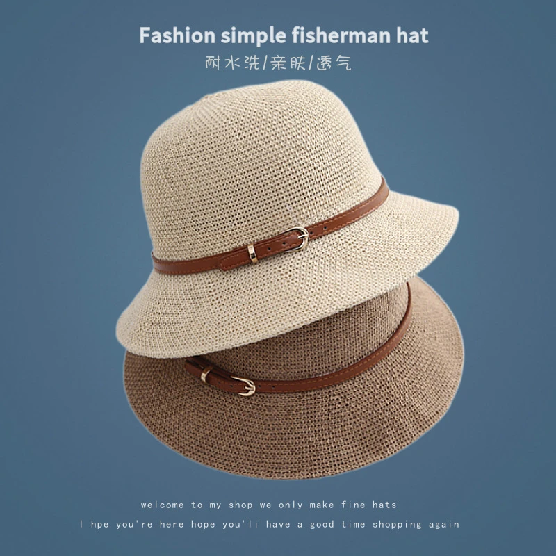帽子渔夫帽时尚百搭夏季透气夏天复古亲肤镂空日系韩版水洗盆帽