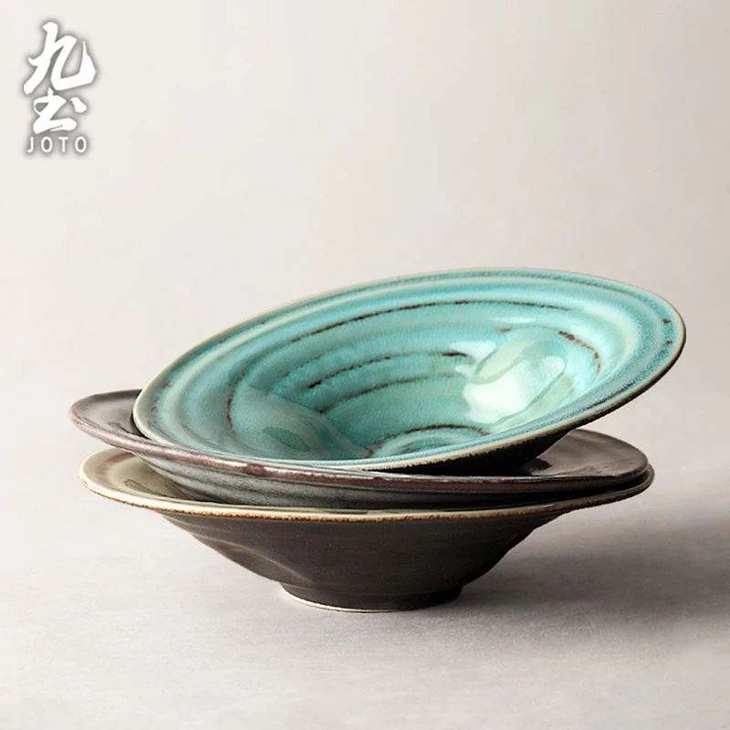 九土简约陶瓷菜盘汤盘家用异形创意餐盘深盘子高级感酒店摆盘餐具