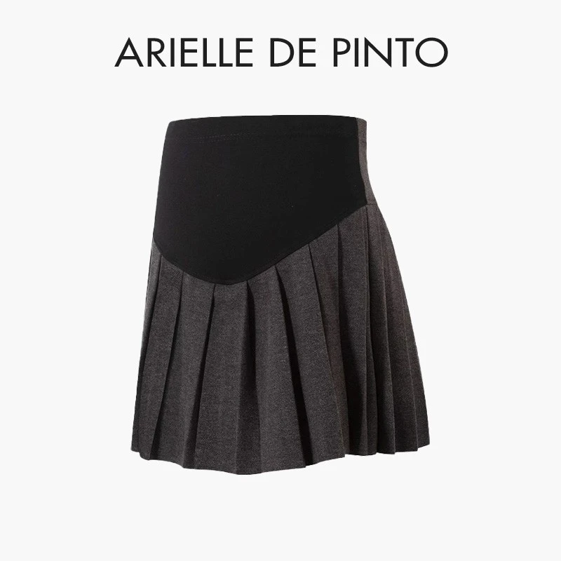 法国 ARIELLE DE PINTO 孕妇装秋冬季款毛呢森系托腹可调节半身裙