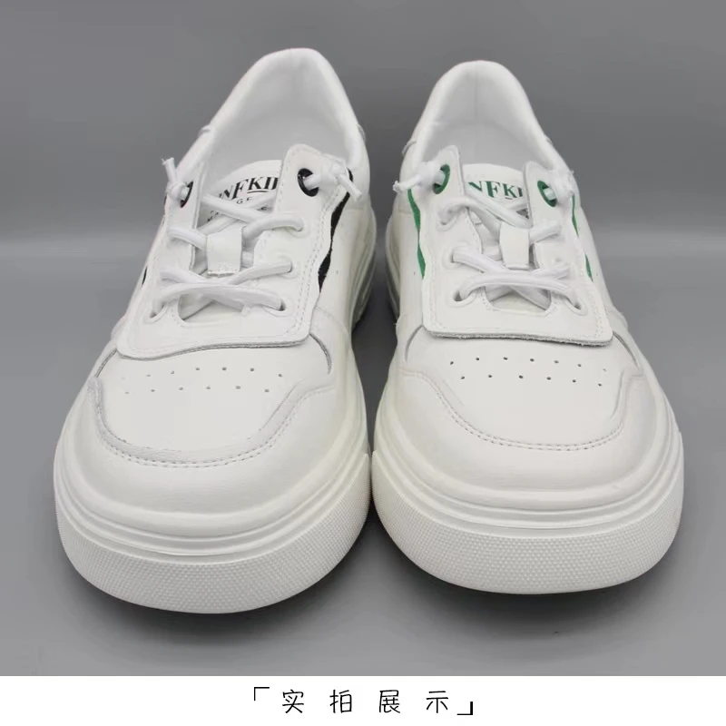 2023年春季休闲鞋头层牛皮低帮平底圆头低跟小白鞋青年女鞋6235