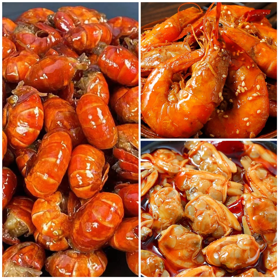 3大罐，龙虾尾，大虾，花甲肉