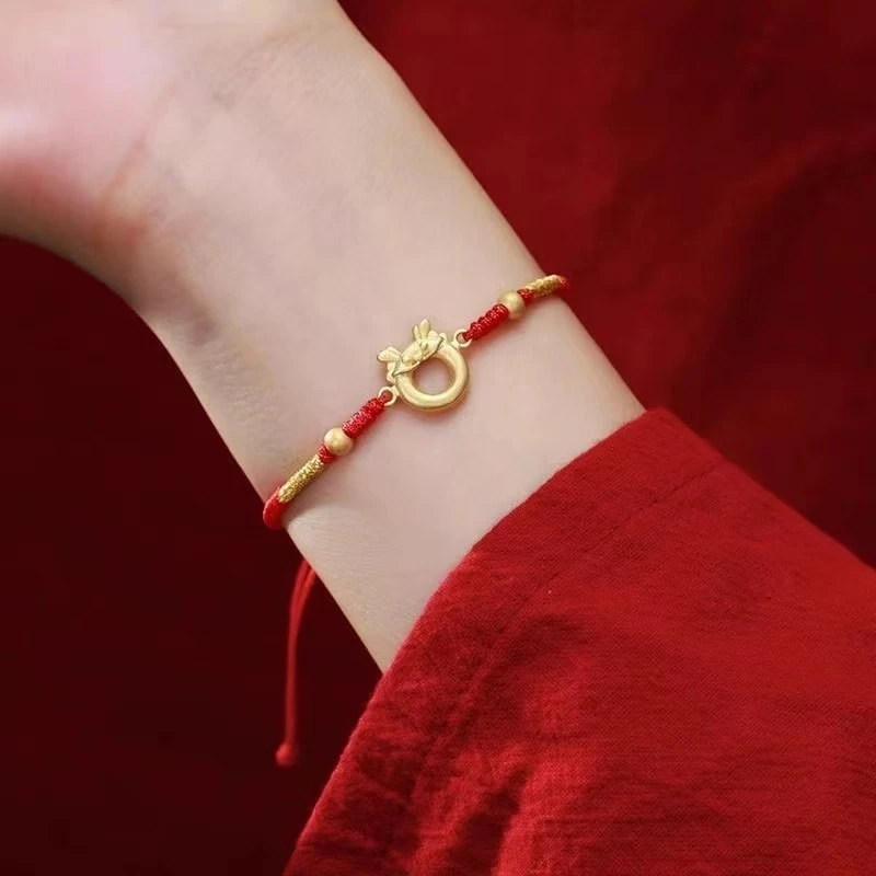 铜合金手链 【富贵好运龙】手工编织红手绳时尚本命龙年节元旦手链