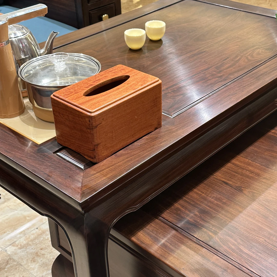 缅梨-红木中式独板餐巾盒传统传承工艺