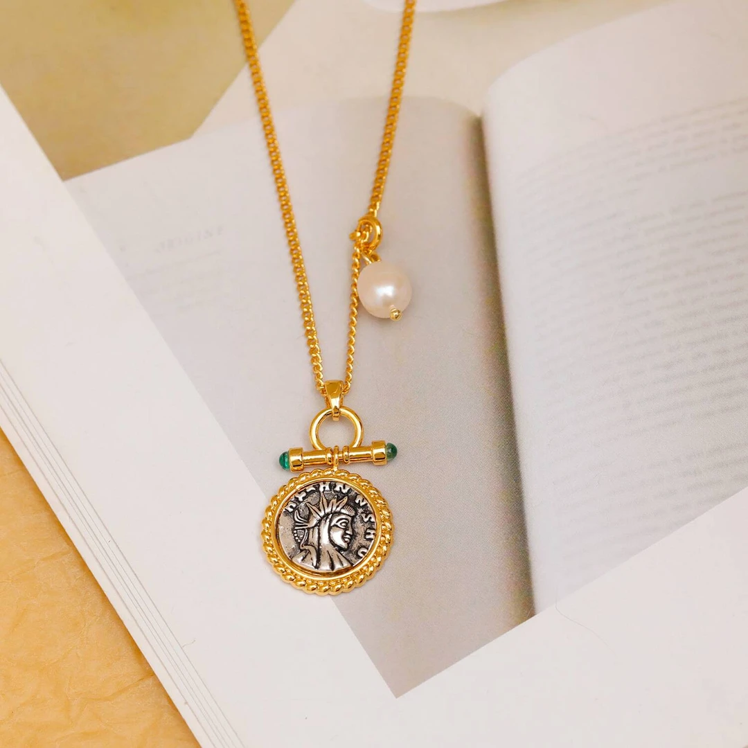 铜合金项链 《货号6028》小众古币项链（链长：46+6cm）