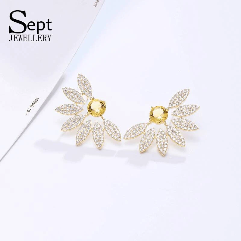 铜合金耳饰 《货号6908》轻奢气质满镶花花耳钉