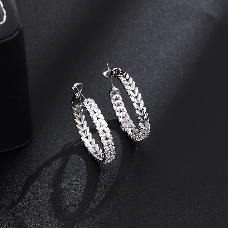 铜合金耳饰 《货号7028》欧美小众麦穗圈圈耳饰