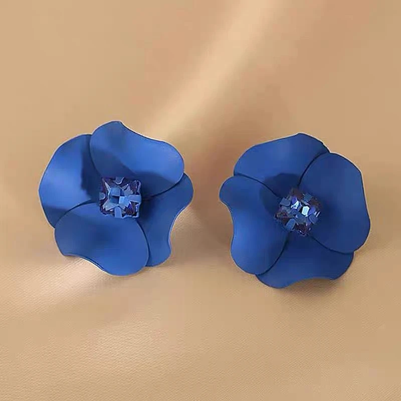 铜合金耳饰 《货号2070》时尚夸张风花朵耳钉