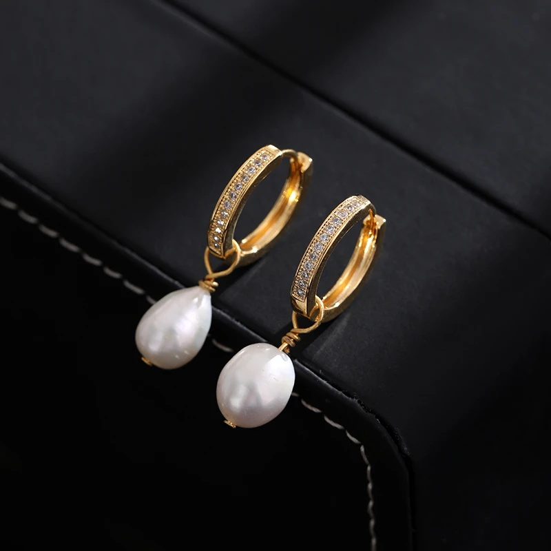 铜合金耳饰 《货号7126》双戴小耳圈珠珠吊坠耳饰