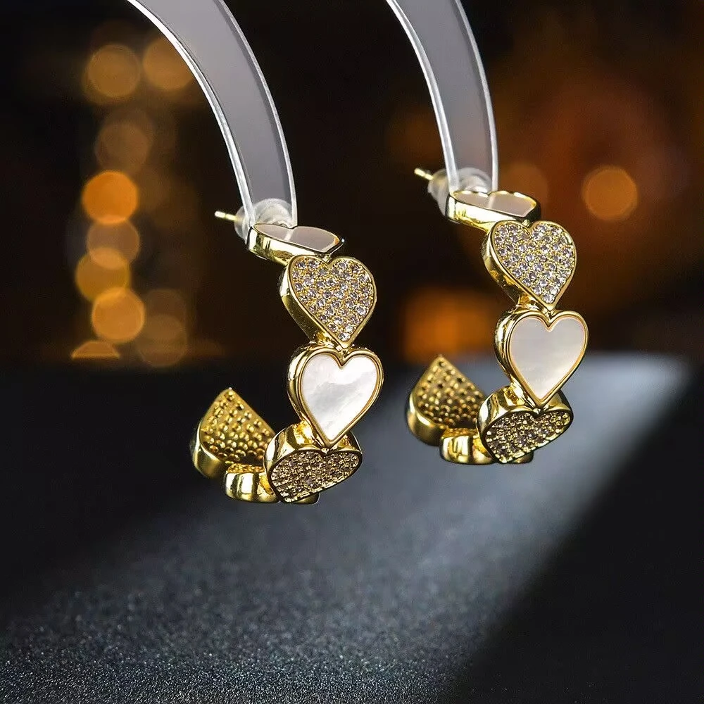 铜合金耳饰 《货号1593》桃心c圈