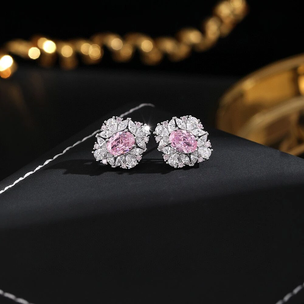 铜合金耳饰 《货号6569》时尚气质少女粉超闪耳钉