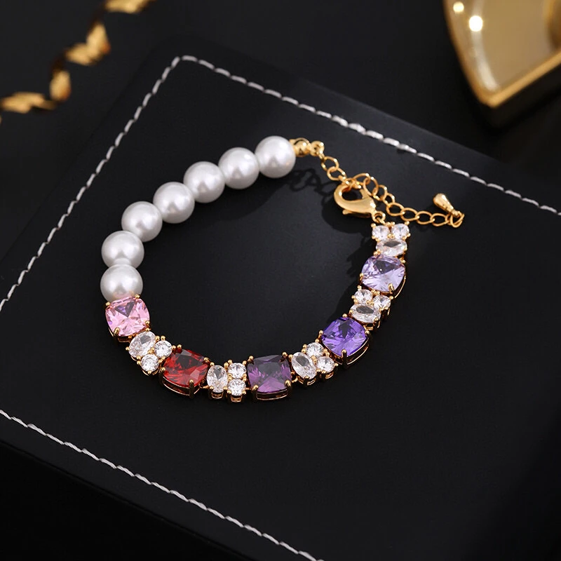 铜合金手链 《货号6742》XZ时尚气质彩色手链（链长：17+4cm）