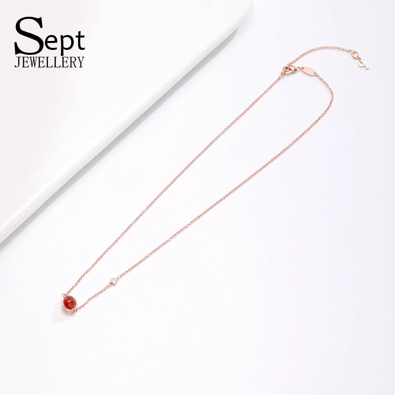 铜合金项链 《货号6333》玫瑰金色红球项链