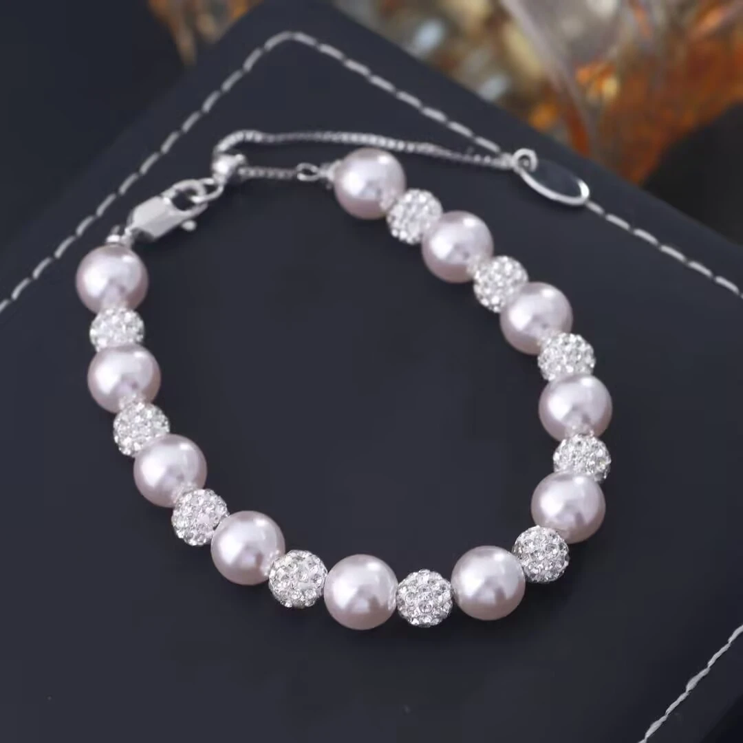 铜合金手链 《货号8139》玫瑰紫珠珠手链