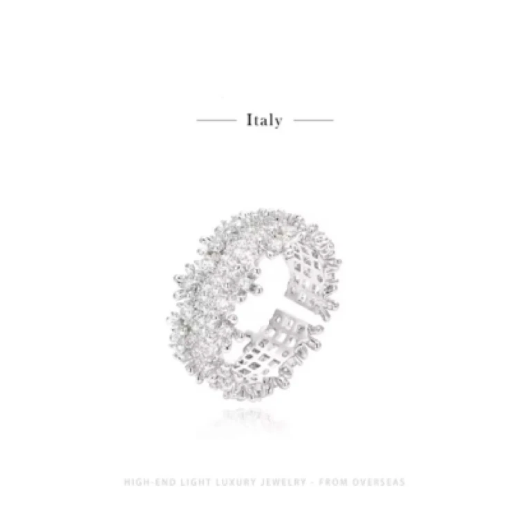 铜合金合成锆石戒指 《货号8587》轻奢简约气质开口戒指