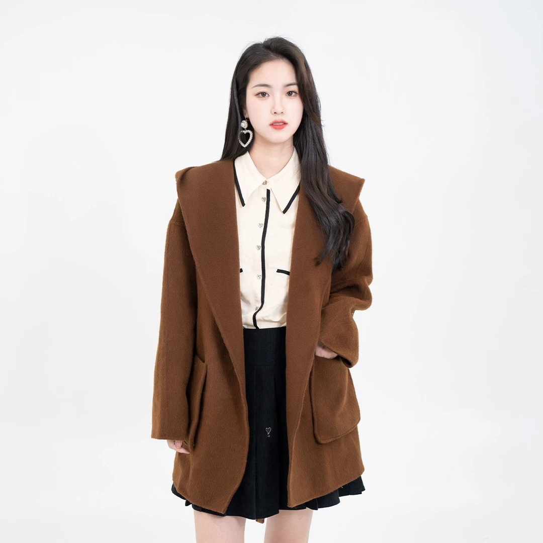 jessyline 冬季新款杰茜莱美拉德穿搭简约羊毛大衣毛呢外套女优雅