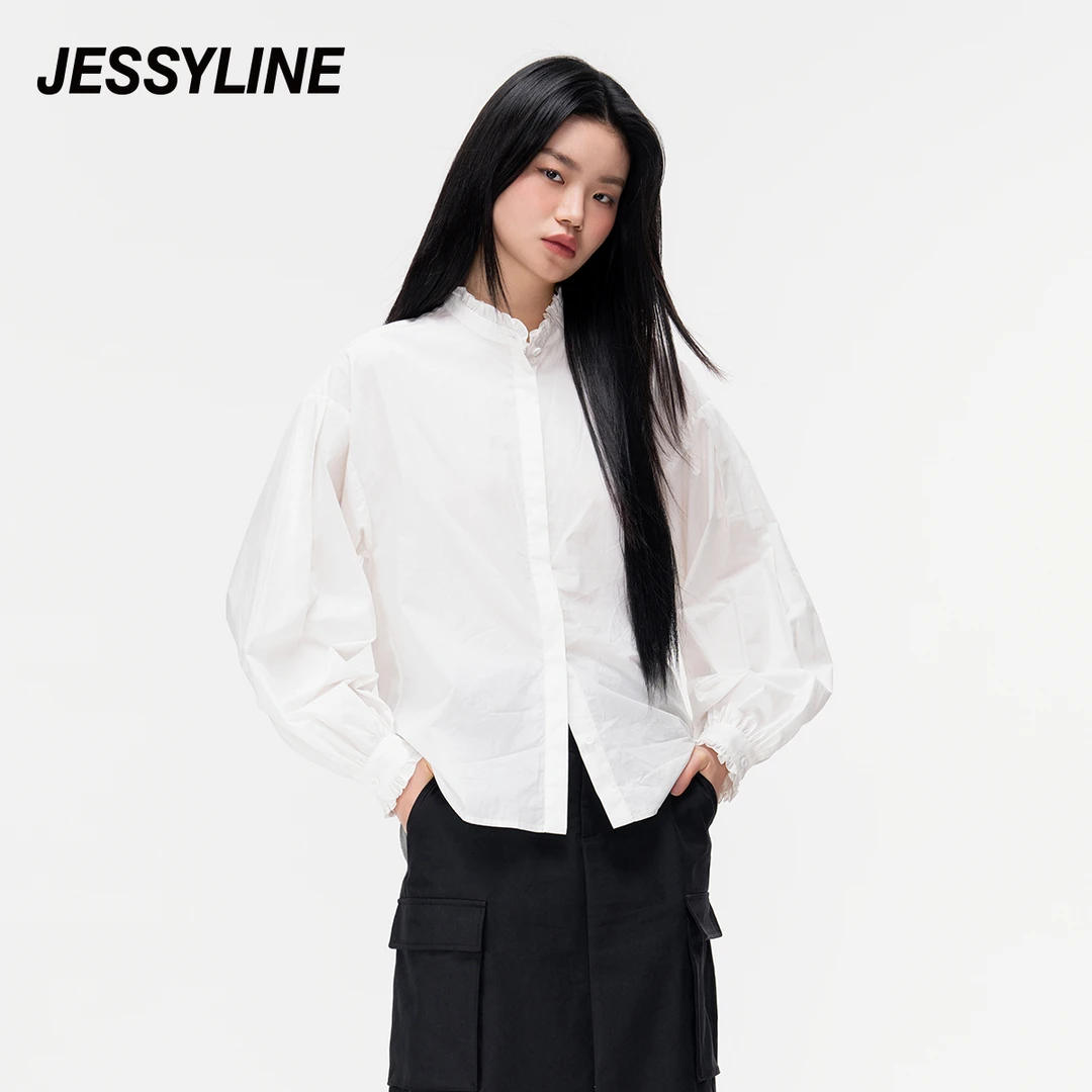 杰茜莱白色宽松显瘦衬衫女装秋季新款上衣 jessyline薄荷曼波