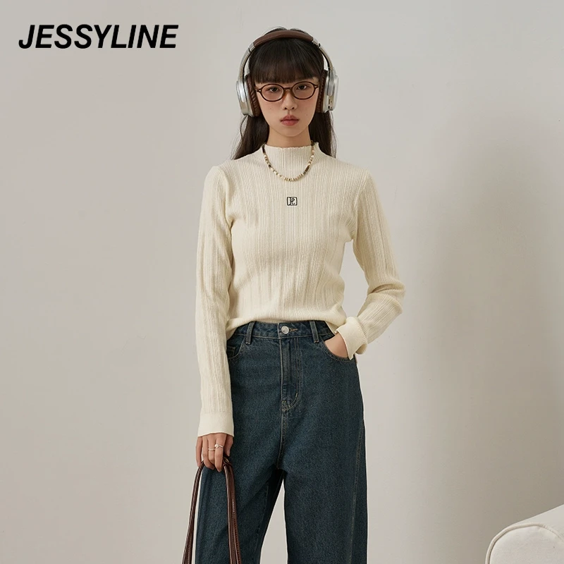jessyline2025秋季新款 杰茜莱米色百搭套头针织衫 433104182