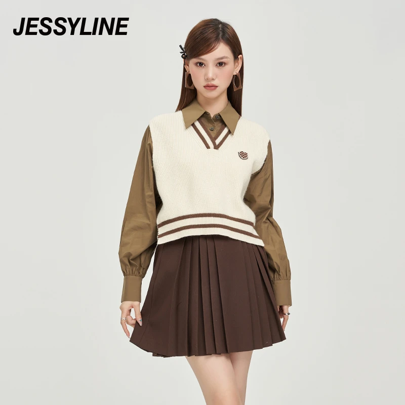jessyline 杰茜莱时尚假两件衬衫女潮 33426秋季新款