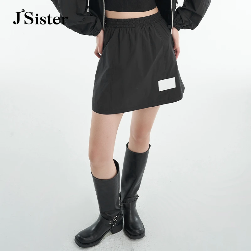 JS女装时尚黑色凉感运动风百搭户外短裙jsister 春夏新品