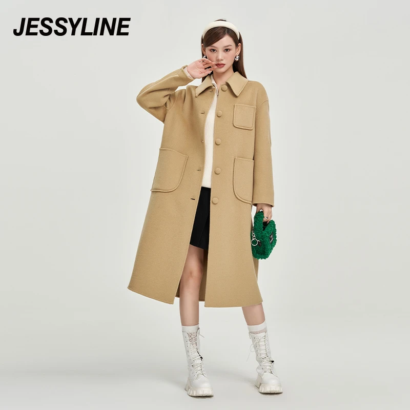 jessyline秋季新款女装 杰茜莱羊毛呢大衣外套女 341105262