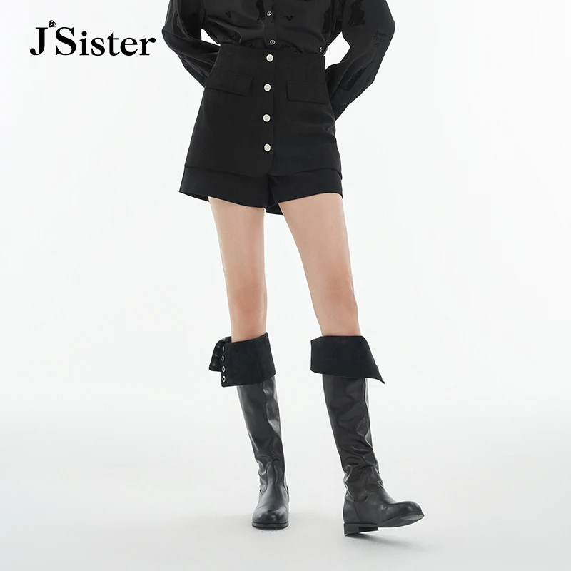 jsister 秋装新款 JS女装时尚黑色流行高腰裙短裤 S341210297
