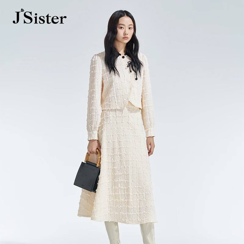 jsister 秋装款 JS女装时尚浅杏流行的两件套装裙 S345216471