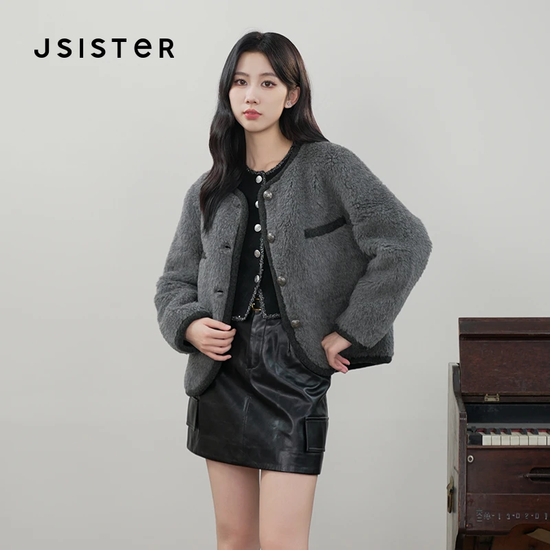 Jsister JS格雷系羊毛毛呢外套女防寒保暖高级灰冬季新款