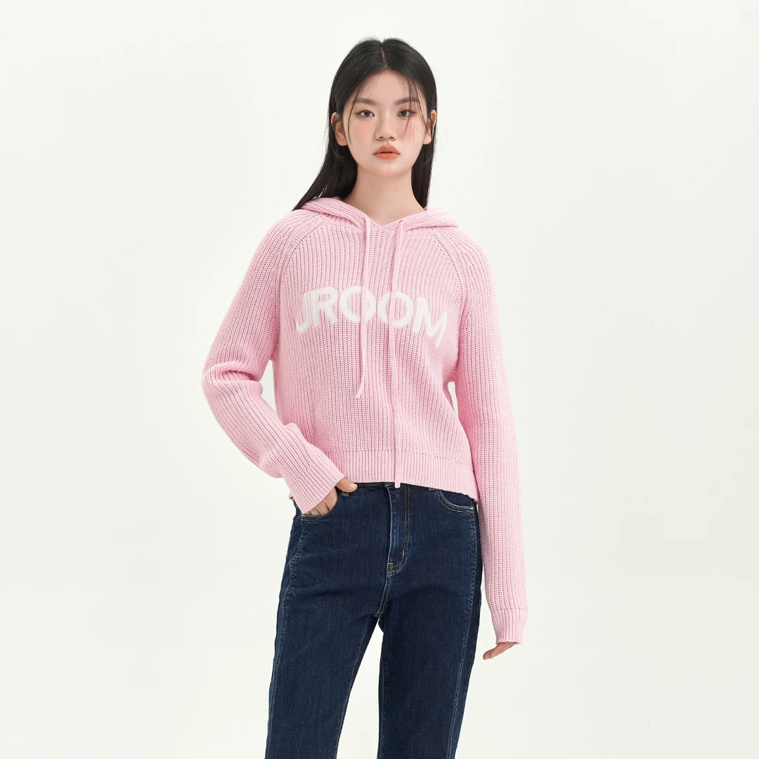 杰茜莱连帽针织衫女秋新款学院套头毛衣甜酷百搭 jessyline