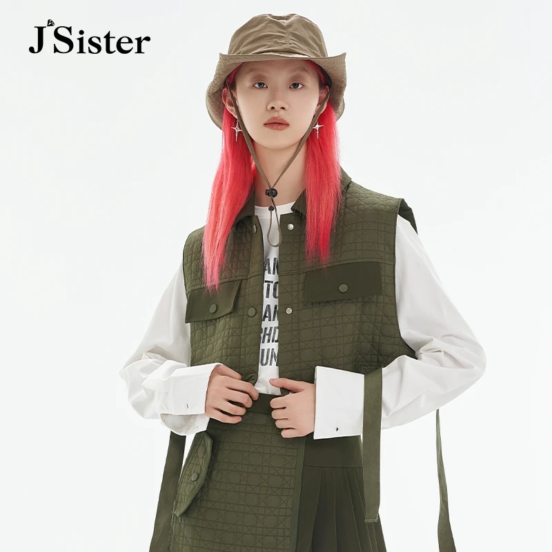 jsister 秋装新款 JS女装时尚军绿户流行外风马甲 S333209188